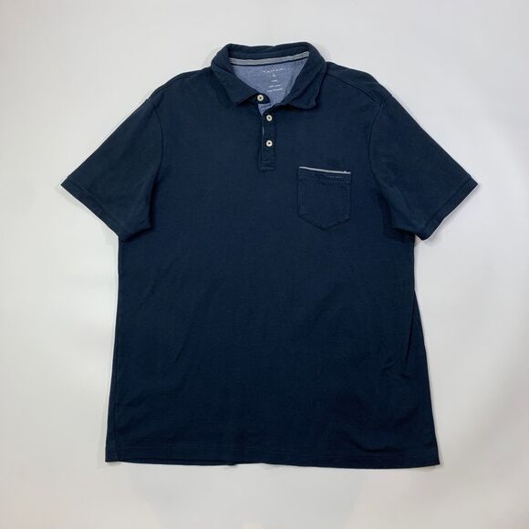 Tahari Polo Shirt Mens XL Extra Large Navy Fine Cotton Interlock Short Sleeve - Picture 2 of 8
